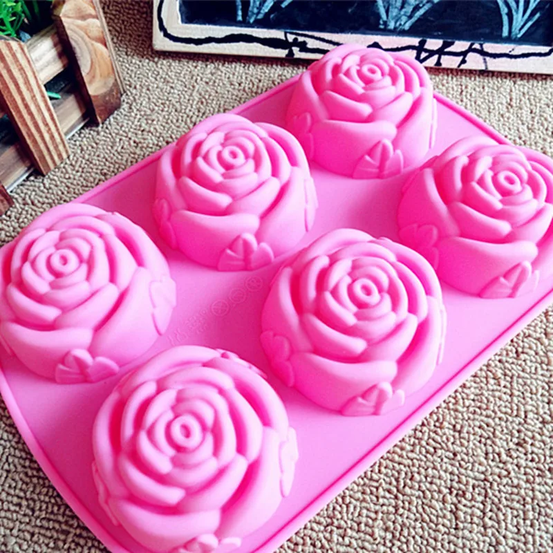 1pcs 6-rožių Žiedų Minkštas Silikono Formos Tortas Šokolado Formos Muilo 3D Torto Formos Saldainiai Dekoravimo Priemonės Pyragas Visos Nuotrauka 0