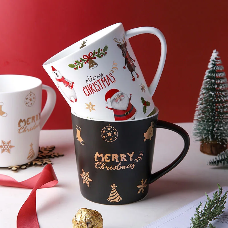 500ML Kalėdų keramikinis Puodelis kūrybos Kavos Puodeliai pora Puodelis kavos puodelio gerti taurės didelės talpos arbatos puodelio pieno Kalėdų dovana Nuotrauka 0