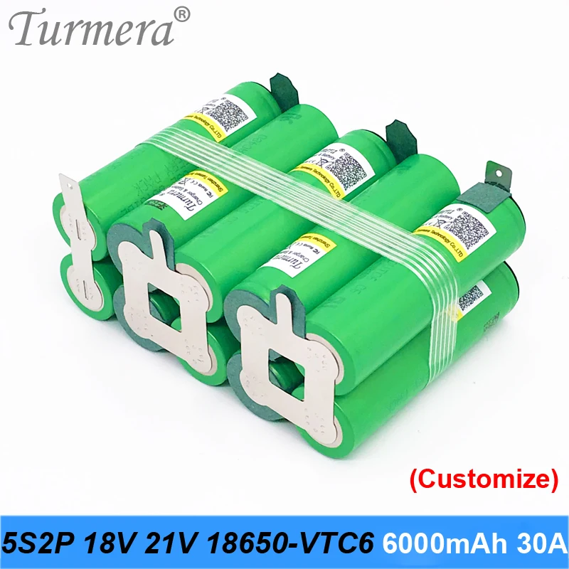5s2p baterijos 18650 pack Turmera us18650vtc6 6000mah 18v 21v 30a suvirinimo baterija atsuktuvas įrankiai baterija individualų baterija Nuotrauka 0