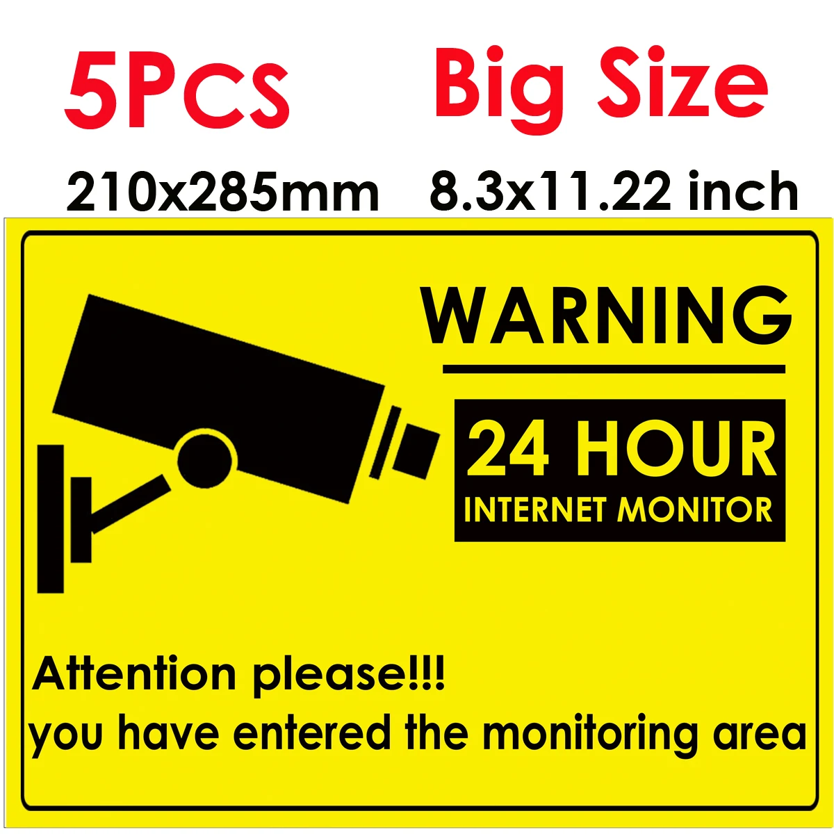 5vnt 24 VALANDŲ CCTV Saugumo kamerų Sistema Įspėjamasis Ženklas, Lipdukas, Decal, Priežiūra, VAIZDO stebėjimo Kamera, Vaizdo Įspėjimo Lipdukas didelis dydis 285x Nuotrauka 0