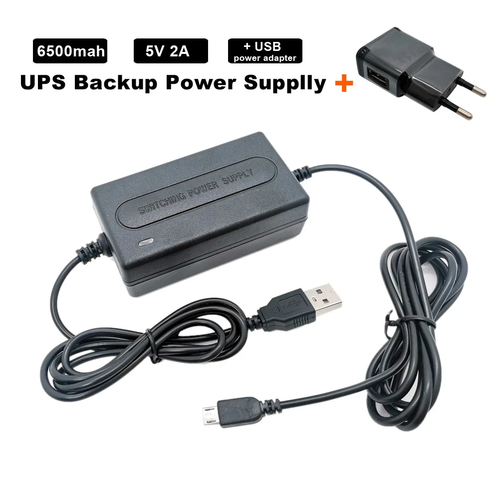 6500mah 5V 2A Mini UPS Nepertraukiamo Maitinimo šaltinis Su USB, Android sąsaja, Wi-fi IP Kamera+USB 5V 2A Power Adapter Nuotrauka 0