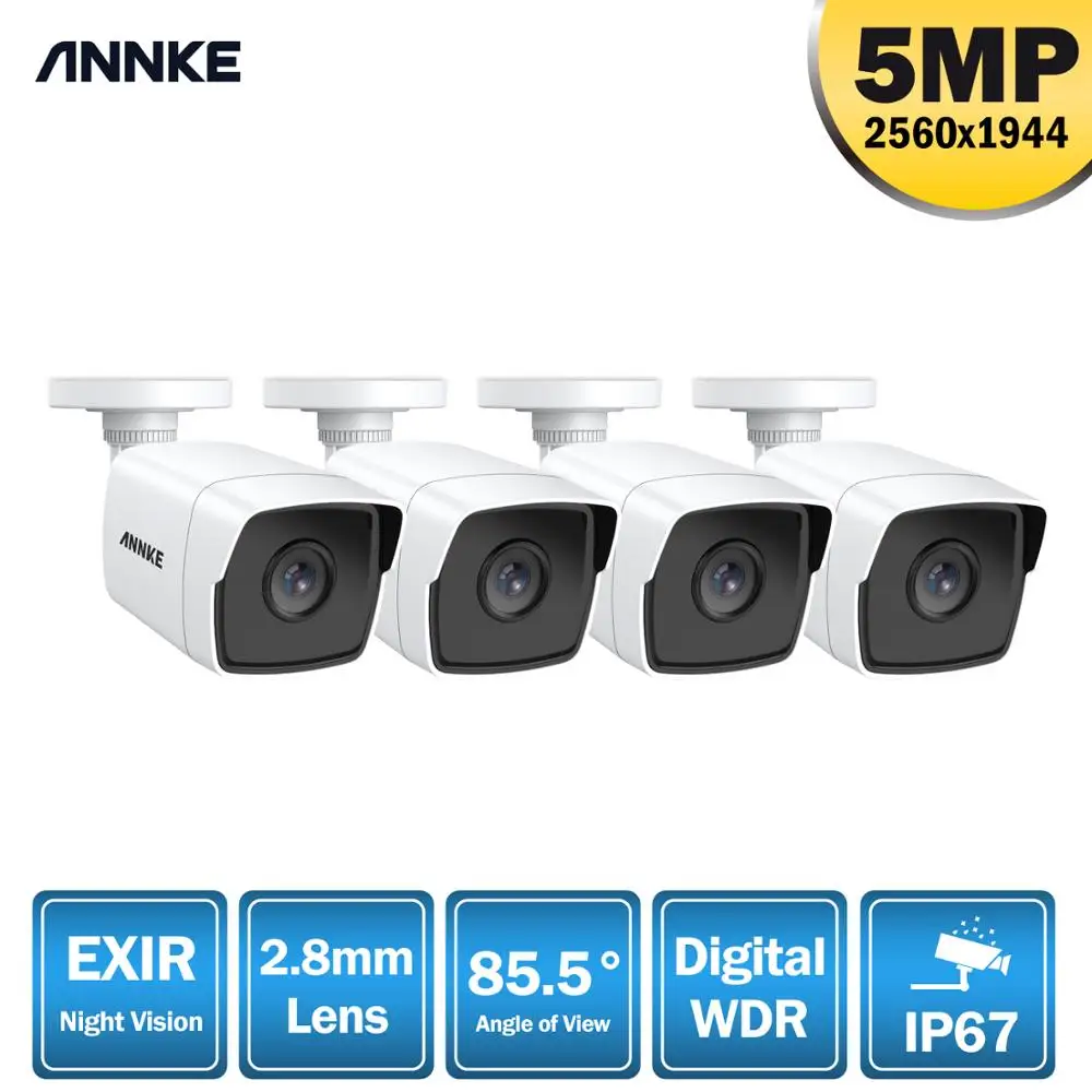 ANNKE 4PCS Ultra HD 5MP VAIZDO TVI Kamera Lauko Vandeniui Kulka Saugumo Stebėjimo Sistemos EXIR Naktinio Matymo Pašto Įspėjimą Rinkinys Nuotrauka 0