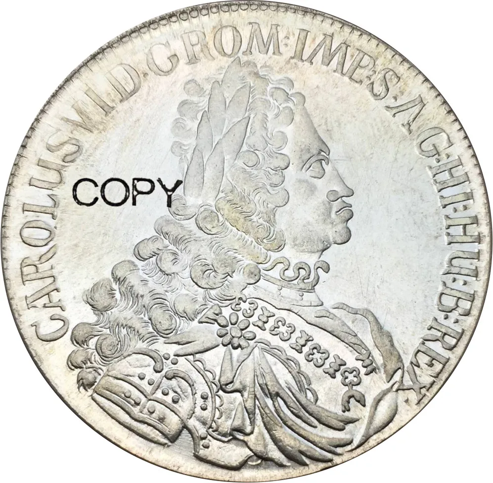 Austrija 1720 Charles VI Šventosios Romos imperijos Imperatoriaus 1 Thaler Cupronickel Padengti Sidabro Monetų Kopijos Nuotrauka 0