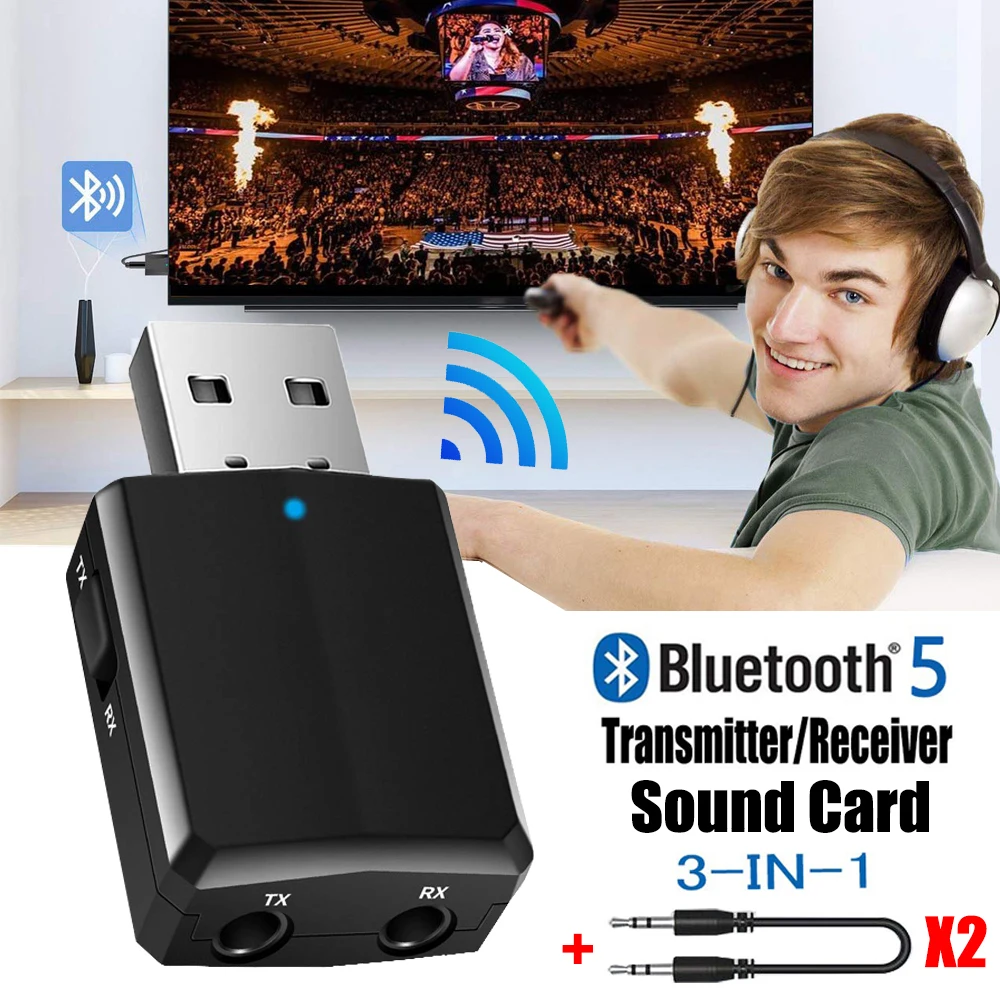 Bluetooth 5.0 Siųstuvas, Imtuvo 3 in 1 EDR Garso Belaidžio ryšio Adapteris Dongle Mini 3.5 mm AUX TV PC Automobilių Ausinės Stereo HIFI Nuotrauka 0