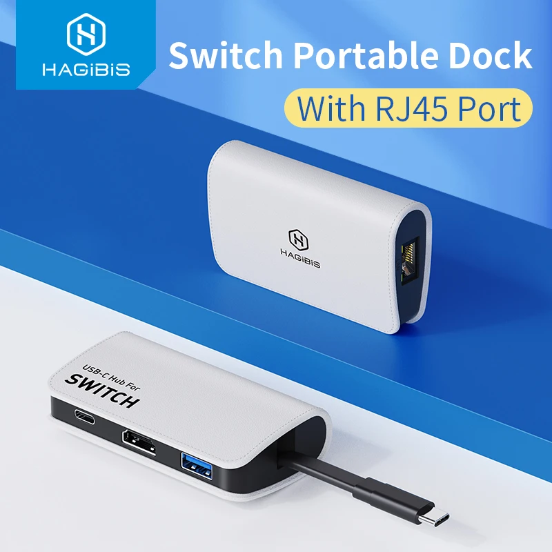 Hagibis Nešiojamų Dock for Nintendo Jungiklis/OLED TV Dock Tipo c iki RJ45 Ethernet 4K HDMI suderinamus USB3.0 Hub PD Docking Station Nuotrauka 0