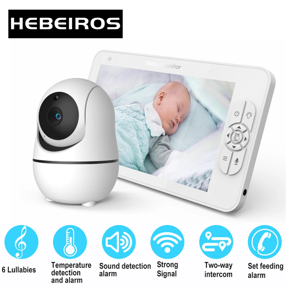 Hebeiros 360 7Inch Video Baby Monitor 4X Zoom PTZ Šėrimo Priminimas Temperatūros Jutiklis Kalbėti Atgal Baterija Saugumo Auklės Kamerą Nuotrauka 0