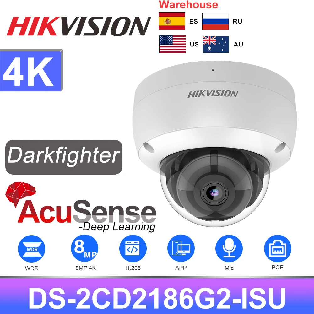 Hikvision IP Kamera 8MP DS-2CD2186G2-ISU 4K IP Kameros AcuSense Darkfighter IP67 Built-in Mic Namų Apsaugos Kamera IPC Nuotrauka 0