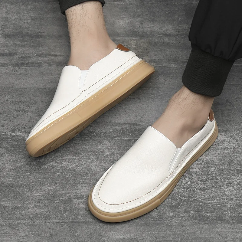 Japonų stiliaus kvėpuojantis laisvalaikio bateliai slip-on mokasīni maži balti bateliai vyrai Nuotrauka 0