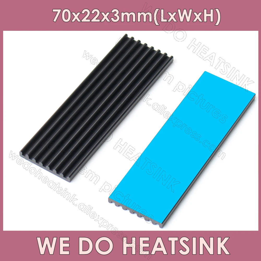 MES HEATSINK 70x22x3mm Be arba Su Šilumos Pad Juodas Anoduoto NVME M2 NGFF 2280 PCI-E SSD Gryno Aliuminio M. 2 kietieji Heatsink Nuotrauka 0