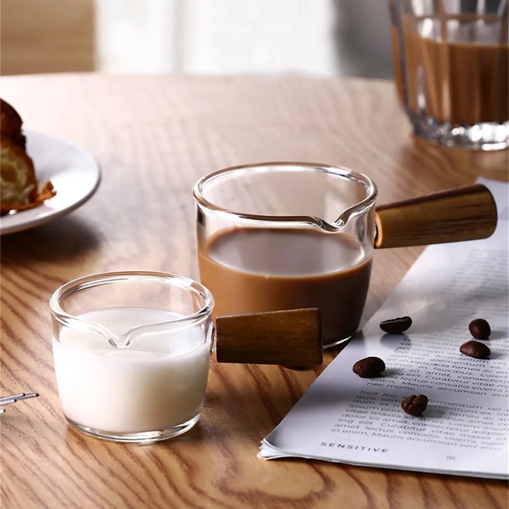 Natūralaus Medžio Rankena Espresso Kavos Puodelį, Aišku, Pieno, Sulčių taurelė su Vandens Atsparus Karščiui Retro Vandens Gėrimas Drinkware Nuotrauka 0