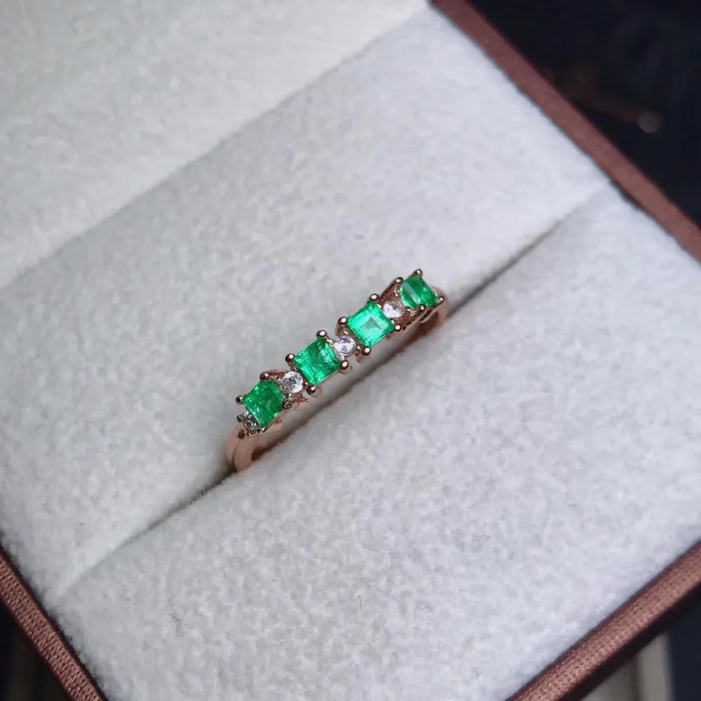 natūralus žaliasis smaragdas brangakmenio žiedas 925 sterlingas sidabro bauda papuošalai moterims ,Nekilnojamojo smaragdas Žiedas su dėžute Nuotrauka 0