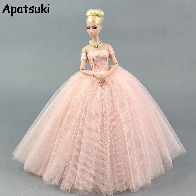 Rožinis Mados Vestuvių Suknelė Barbie Lėlė Princesė Vakare Šalies Drabužius Nešioja Ilgas Sukneles Lėlės Drabužius Barbie Lėlių namelis Nuotrauka 0
