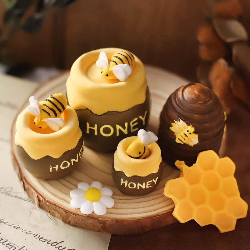 Saulės Gėlė Tvora Bičių honeycombed kibirą medaus Tortas Pelėsių Minkštas Pyragas priemonė Virtuvė Kepimo Apdailos Pelėsių Nuotrauka 0