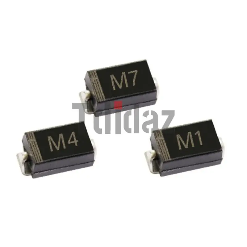 100VNT Lygintuvas diodų M1 M4 M7 SS12 GR14 SS16 SS24 SS34 SS36 SS110 SS210 SS210 US1M RS2M ES1D PADARYTI-214AC Schottky diodai Nuotrauka 1