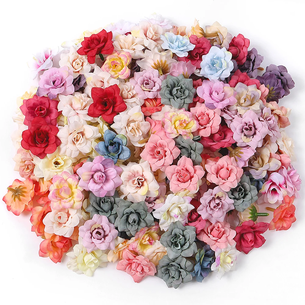 20PCs Rose Dirbtinės Gėlės Galvos Šilko Netikrą Gėlės Vestuves Namų gyvenamojo Kambario, Valgomojo Stalas, Sodo Dekoracijos 