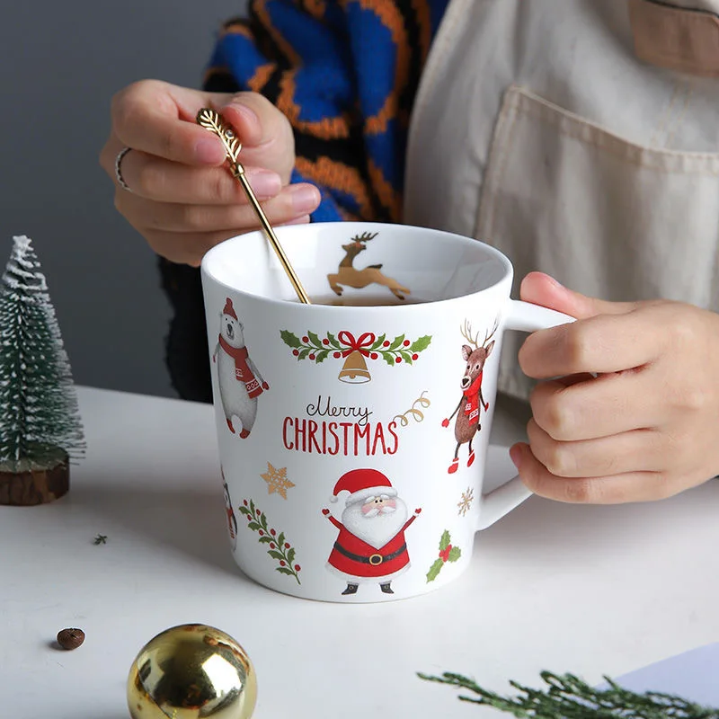 500ML Kalėdų keramikinis Puodelis kūrybos Kavos Puodeliai pora Puodelis kavos puodelio gerti taurės didelės talpos arbatos puodelio pieno Kalėdų dovana Nuotrauka 1