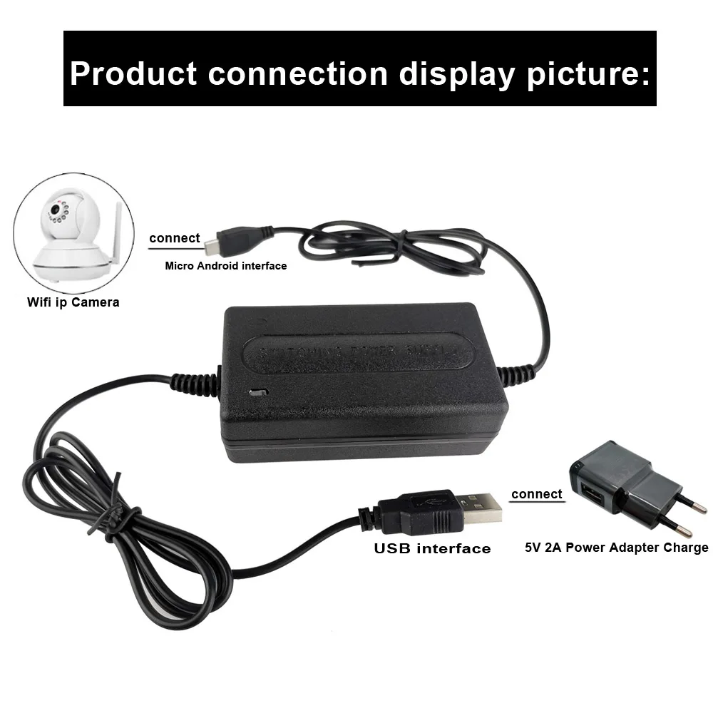 6500mah 5V 2A Mini UPS Nepertraukiamo Maitinimo šaltinis Su USB, Android sąsaja, Wi-fi IP Kamera+USB 5V 2A Power Adapter Nuotrauka 1