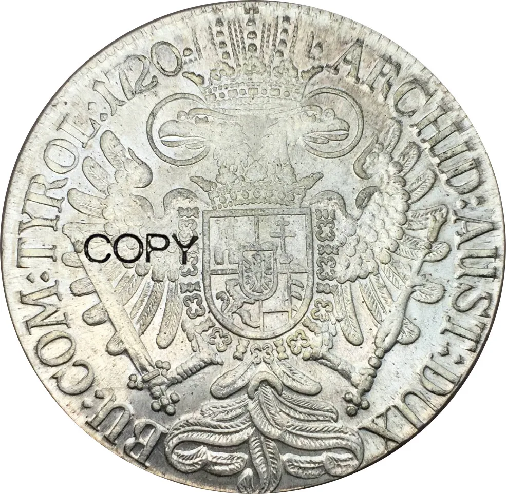 Austrija 1720 Charles VI Šventosios Romos imperijos Imperatoriaus 1 Thaler Cupronickel Padengti Sidabro Monetų Kopijos Nuotrauka 1