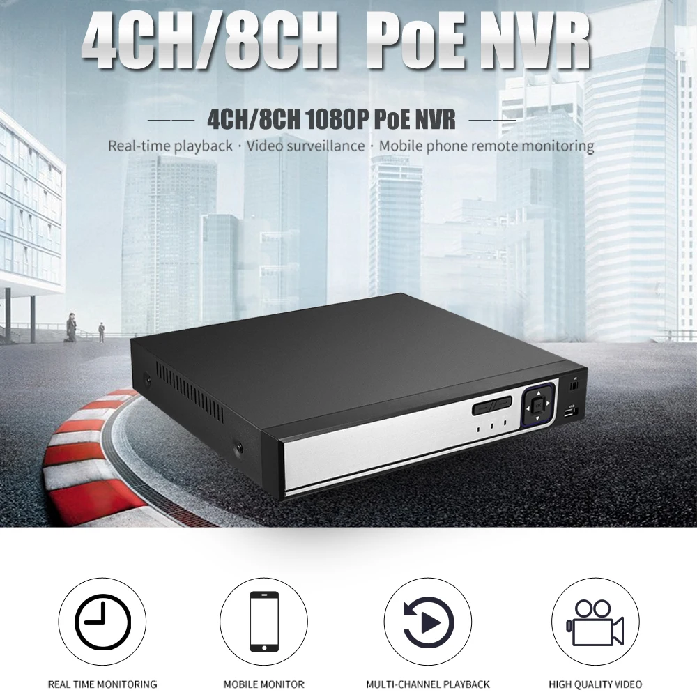 BESDER H. 264 VAIZDO NVR 48V PoE 8CH 1080P / 4CH 1080P VAIZDO Stebėjimo Vaizdo įrašymo IEE802.3af PoE P2P Motion Detect NVR Nuotrauka 1