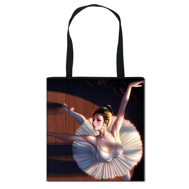 Elegantiškas Baleto Šokėjas Spausdinti Entire maišelį Didelės Talpos Daugkartinio naudojimo Sulankstomas Pirkinių Krepšys Moterų Pečių Krepšiai, Rankinės Nuotrauka 1