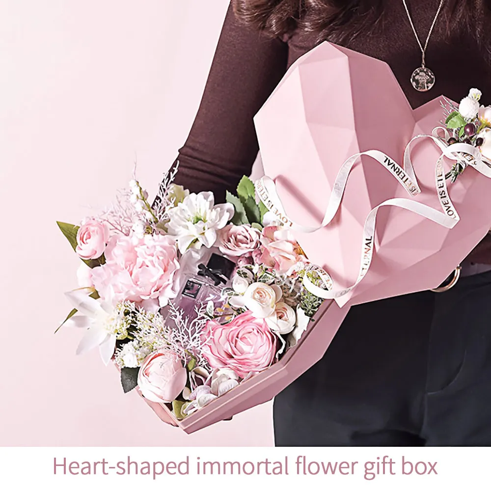 Elegantiškas Stilius HighEnd Gimtadienio Dovana Deimantų Širdies Formos Gėlių Lange Rose Aukso Spalvos Vidinį Gėlių Pakavimo Dėžutė Dovanų Dėžutėje ABS Nuotrauka 1