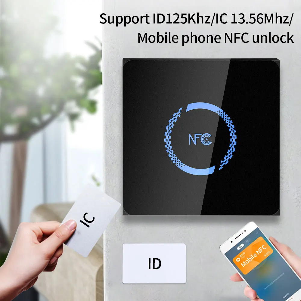 IP65 Vandeniui NFC RS485 Wiegand LED Apšvietimas Stiklo plokštės Mifare EM Dual Band RDA Prieigos Kontrolės Vergas Reader Sumontuoti Metalo Nuotrauka 1