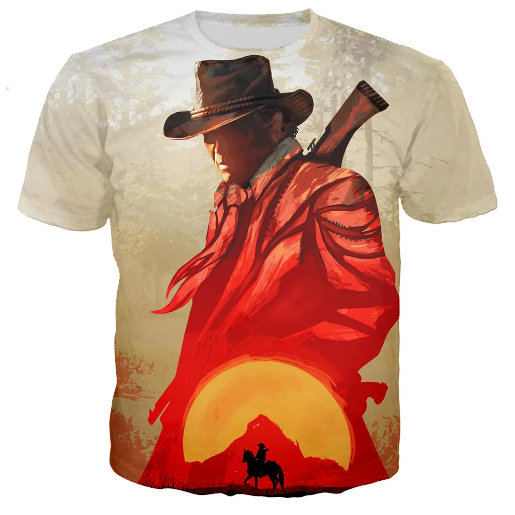 Karšto Žaidimą Red Dead Redemption 3D Atspausdintas T-shirt Vyrai/moterys Naujas Mados Cool Atsitiktinis Harajuku Stiliaus T Shirts Streetwear Viršūnės Nuotrauka 1