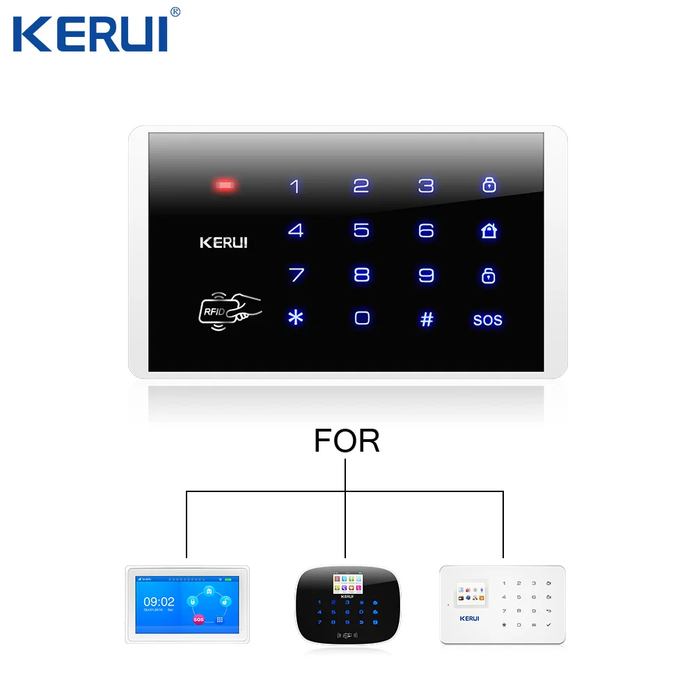 Kerui K16 Belaidžių RFID Touch Klaviatūra, Skirta Wifi PSTN, GSM namų Namų Signalizacijos Sistema, Apsaugos Sistema, 433MHz Nuotrauka 1