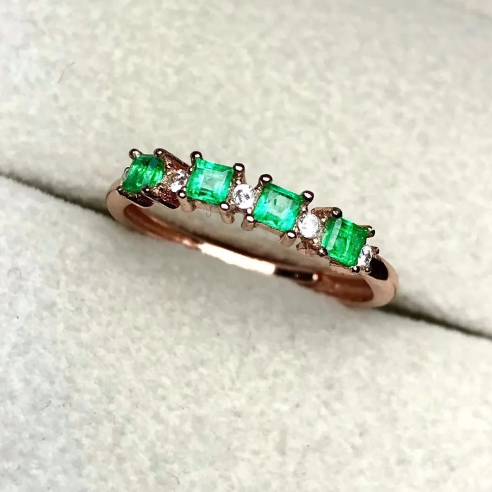 natūralus žaliasis smaragdas brangakmenio žiedas 925 sterlingas sidabro bauda papuošalai moterims ,Nekilnojamojo smaragdas Žiedas su dėžute Nuotrauka 1