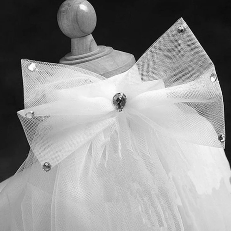 Naujas Moterų Vestuvinė Suknelė bowknot Šydas Sluoksniai Tiulio Kaspinas Krašto Vestuvinius Vualiai Nuotrauka 1