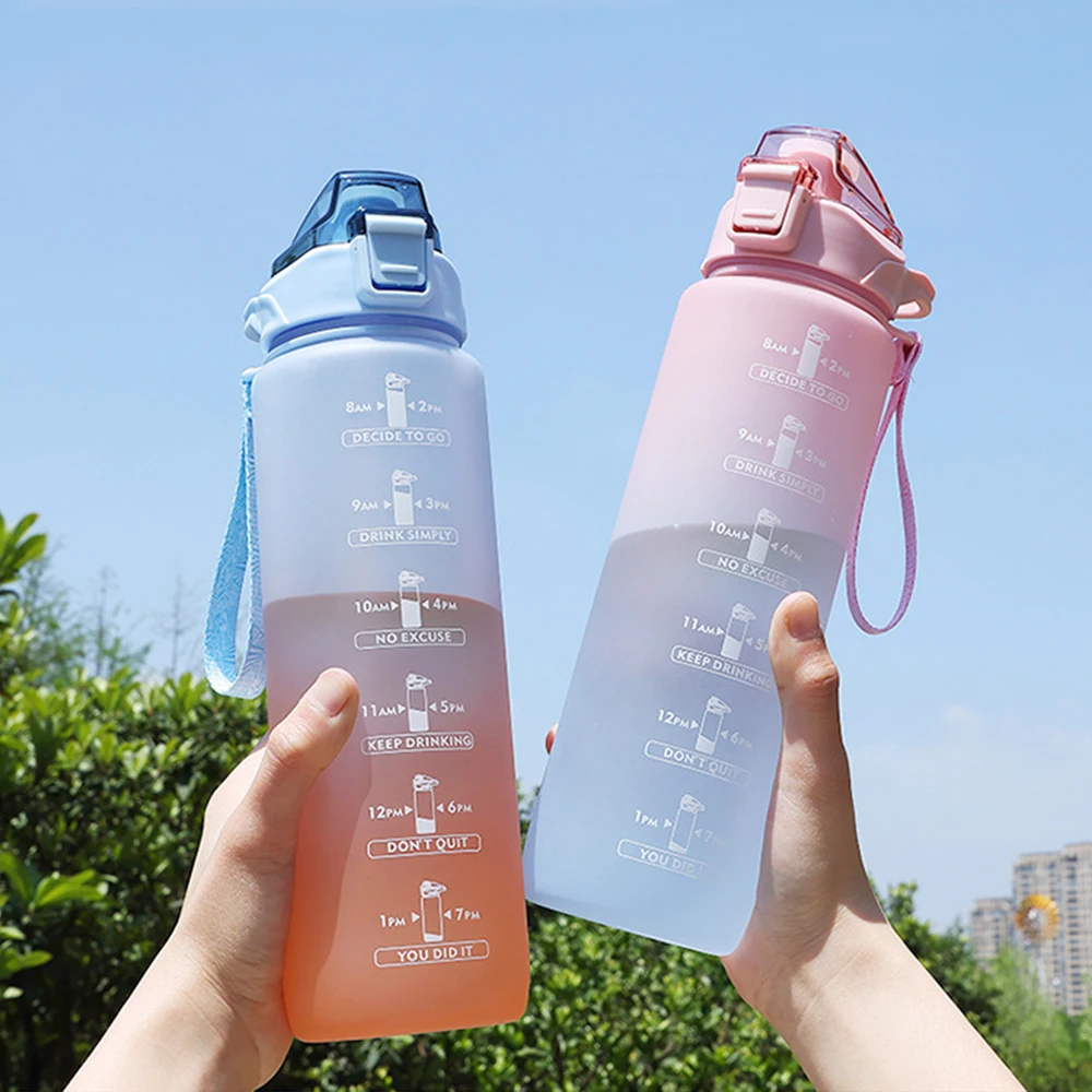 Naujas Sporto 1000ml Vandens Butelis su Šiaudų Lauko Kelionių Nešiojamų Sandarus Drinkware Plastiko, BPA Free Geriamojo Puodeliai Nuotrauka 1
