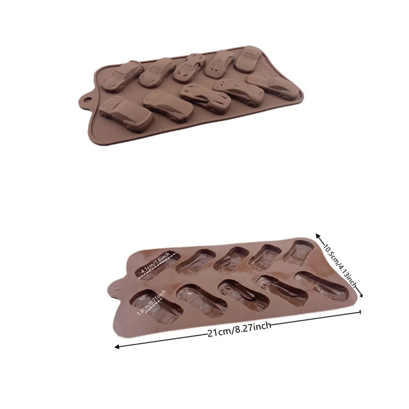 Naujų Automobilių Formą, Silikono Šokolado Pelėsių 10 Elementų Non-Stick Minkštas Patisserie Saldainiai Baras Torto Formos Želė Saldainiai 3D Silikono Formos Nuotrauka 1