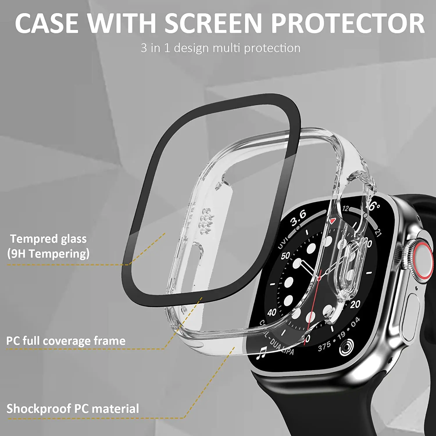 Stiklas+Dangtelis Apple Laikrodžių Atveju, Ultra 49mm PC Bamperis shell Screen Protector, Grūdintas Atveju Iwatch Accessories Serijos ultra dangtis Nuotrauka 1