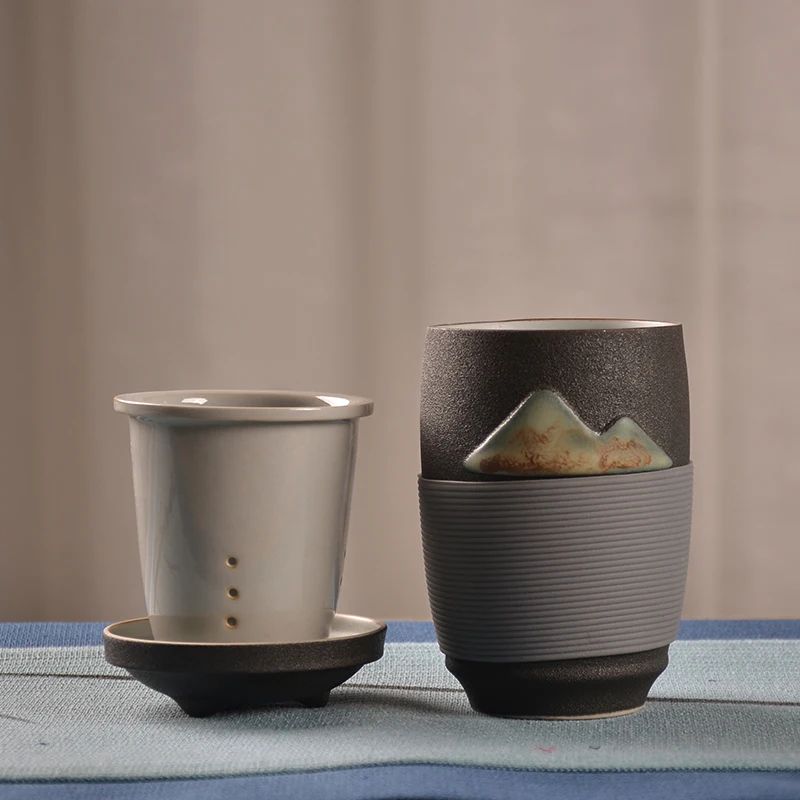TANGPIN kinų keramikos arbatos puodeliai, keramikos arbatos puodelio kelionės arbatos puodeliai su filtrais, 300ml Nuotrauka 1