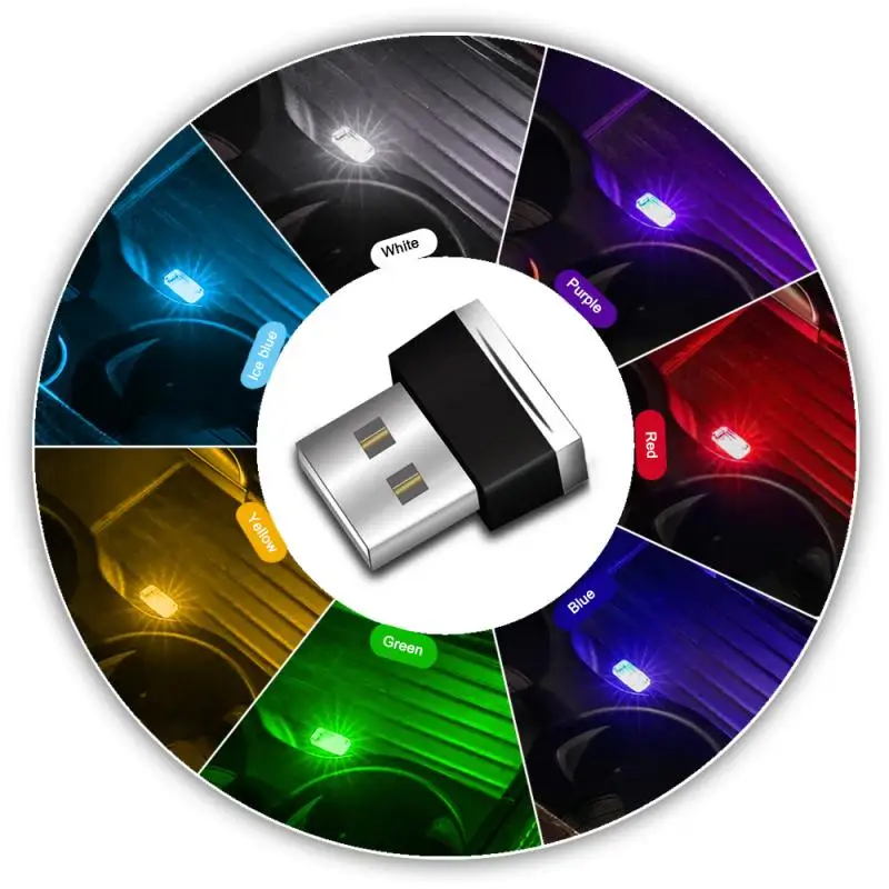 Universalus USB automobilinis priedai atmosfera šviesą 