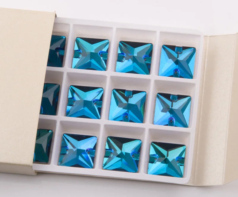 YANRUO 3240 Visų Dydžių Mėlyna Cirkonis Aikštėje Siūti Masės Kristalų Flatback Stiklo Akmenų Vestuvinė Suknelė Nuotrauka 1