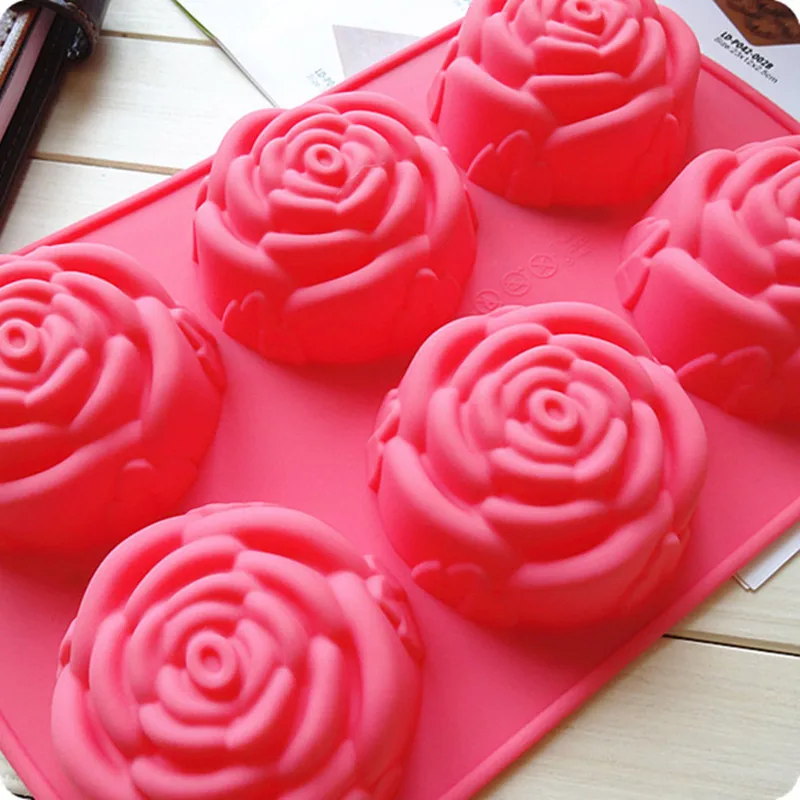 1pcs 6-rožių Žiedų Minkštas Silikono Formos Tortas Šokolado Formos Muilo 3D Torto Formos Saldainiai Dekoravimo Priemonės Pyragas Visos Nuotrauka 2