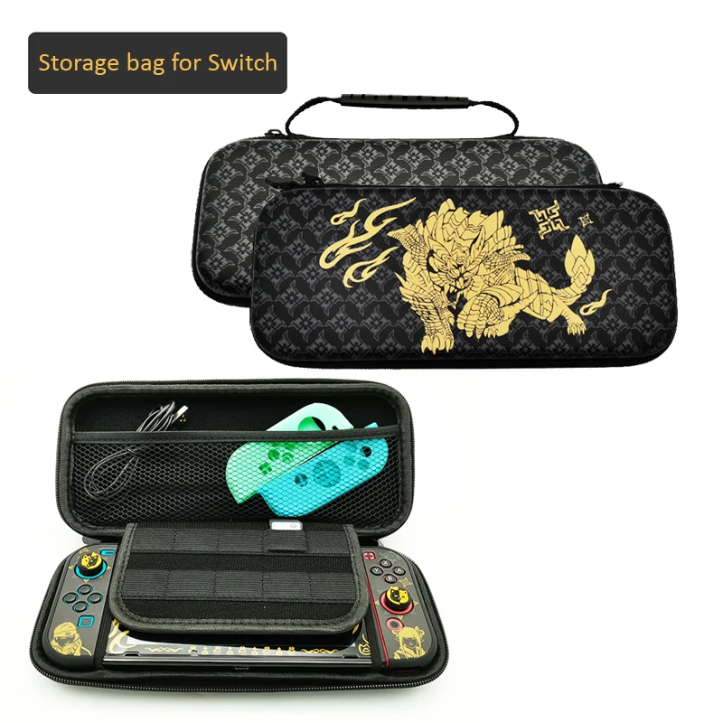 2021 Monster Hunter Saugojimo Krepšys Nintendo Jungiklis Kelionių lagaminas Apsauginį kiautą, NS Jungiklis Konsolės Žaidimų Priedai Nuotrauka 2
