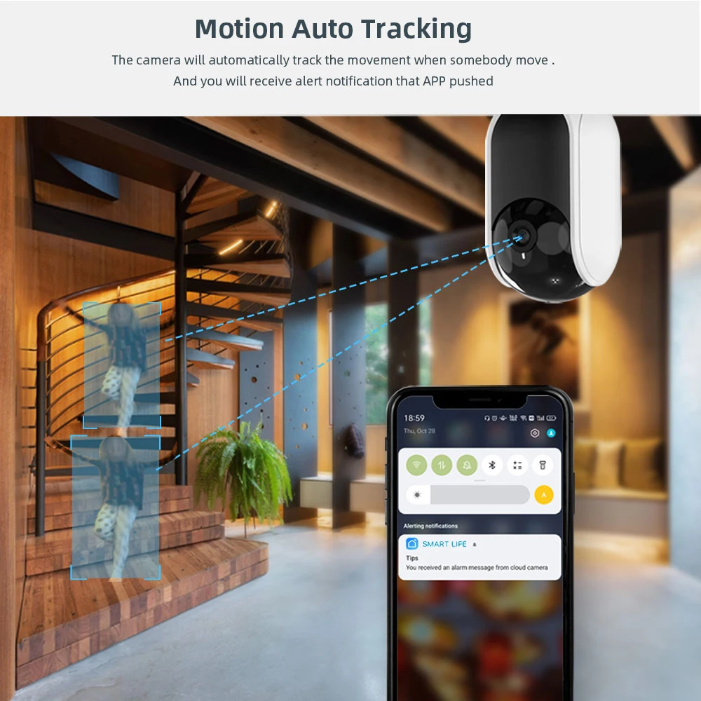 3MP 1080P Indoor Mini Tuya Alexa, Google PTZ Apsaugos Stebėjimo VAIZDO Belaidžio WiFi, Auto Sekimas H. 265 Privatus Režimas IP Kameros Nuotrauka 2