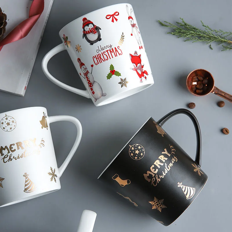 500ML Kalėdų keramikinis Puodelis kūrybos Kavos Puodeliai pora Puodelis kavos puodelio gerti taurės didelės talpos arbatos puodelio pieno Kalėdų dovana Nuotrauka 2