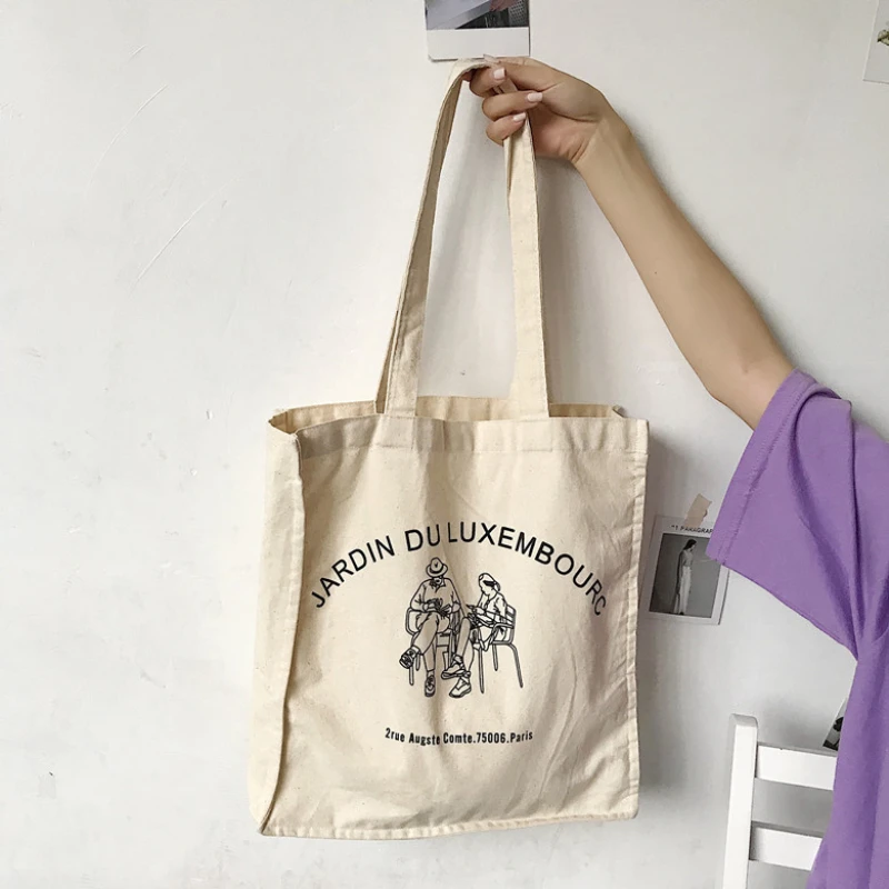 Atspausdinta Drobė Maišelis Moterų Rankinės Daugkartinio naudojimo Pirkinių Krepšys Moterų Pečių Maišą Eco Knygos Bakalėjos korėjos Tote Bag Nuotrauka 2