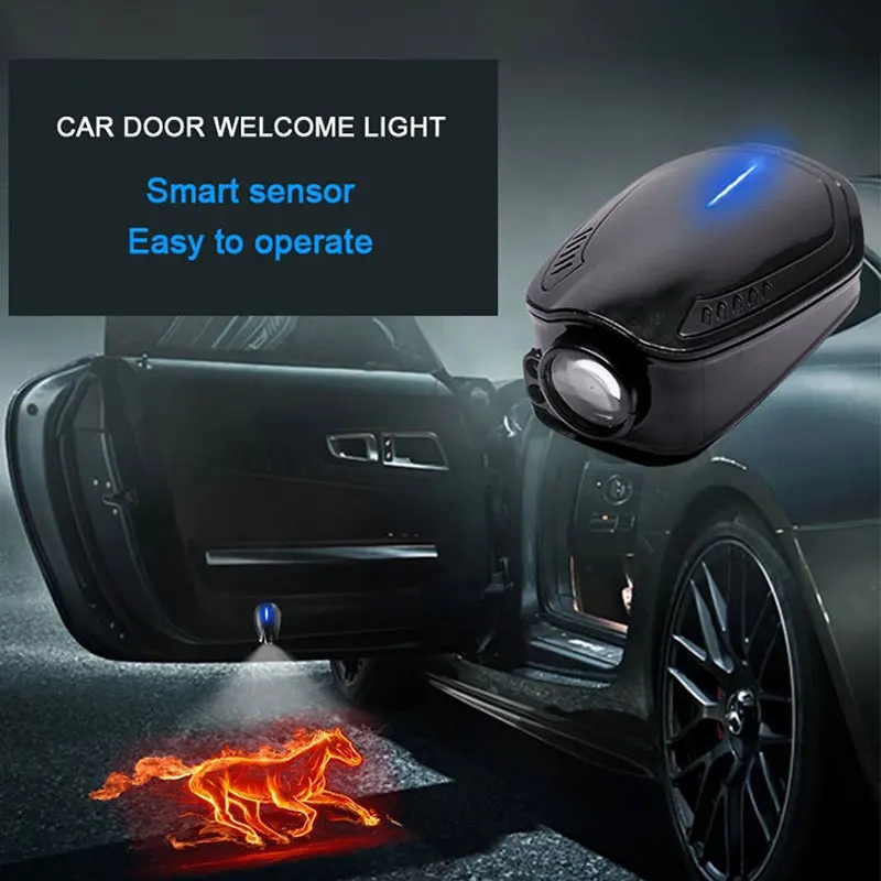 Automobilių Durų USB Įkrovimo LED Belaidžio Sveiki atvykę Šviesos Lazerio Projektorius Logotipą, Automatinė Indukcijos Šviesos Universalus Durų Dekoratyvinės Šviesos Nuotrauka 2