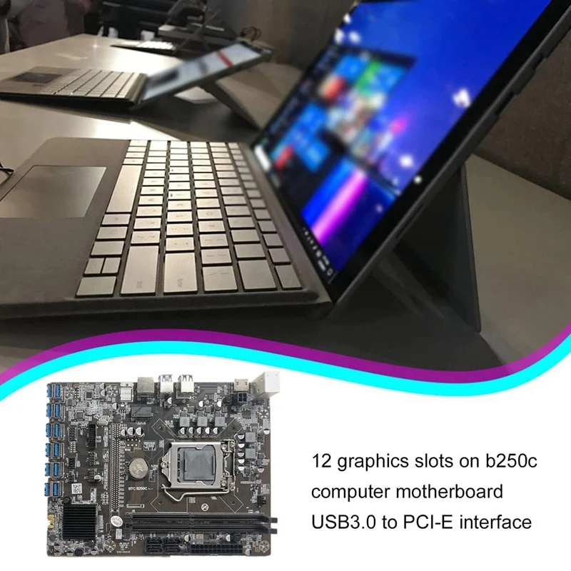 B250C BTC Kasybos Plokštė su G3900 CPU 12XPCIE su USB3.0 Grafika Kortelės Lizdas LGA1151 Palaiko DDR4 RAM DIMM už BTC Nuotrauka 2