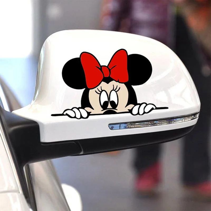 Disney Mickey Mouse Lipdukas Animacinių Filmų Minnie Automobilių Lipdukas Mielas Automobilio Galinio Vaizdo Veidrodėlis Lipdukas Bagažo Šaldytuvas Lango Dekoracijos Nuotrauka 2