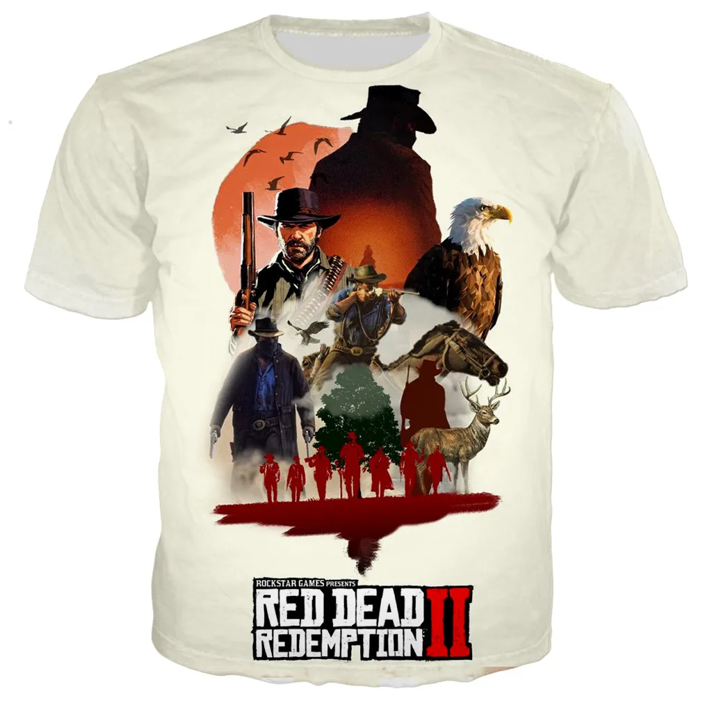 Karšto Žaidimą Red Dead Redemption 3D Atspausdintas T-shirt Vyrai/moterys Naujas Mados Cool Atsitiktinis Harajuku Stiliaus T Shirts Streetwear Viršūnės Nuotrauka 2