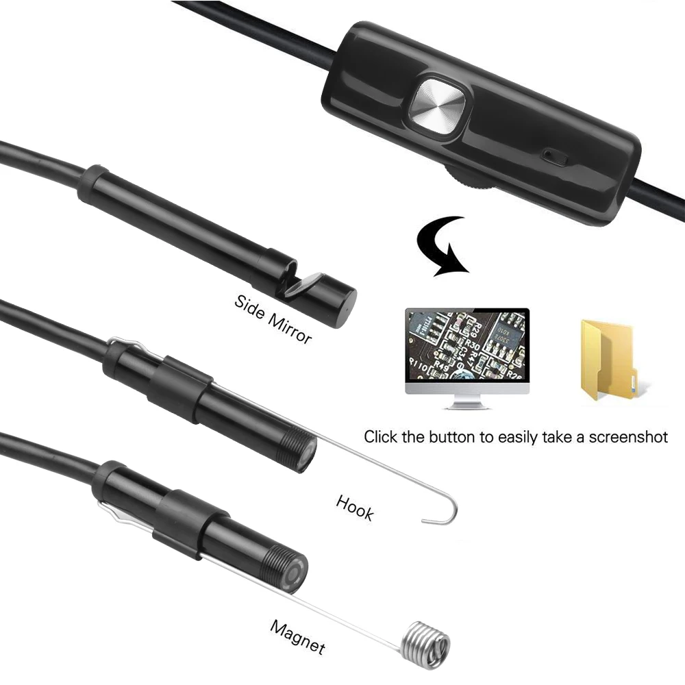 Mini USB Endoskopą Kamera 7mm atsparumas Vandeniui 720P HD Borescope Gyvatė Tikrinimo Vamzdis, Vaizdo Kamera Adapte Reguliuojamas Išmanųjį telefoną Nuotrauka 2