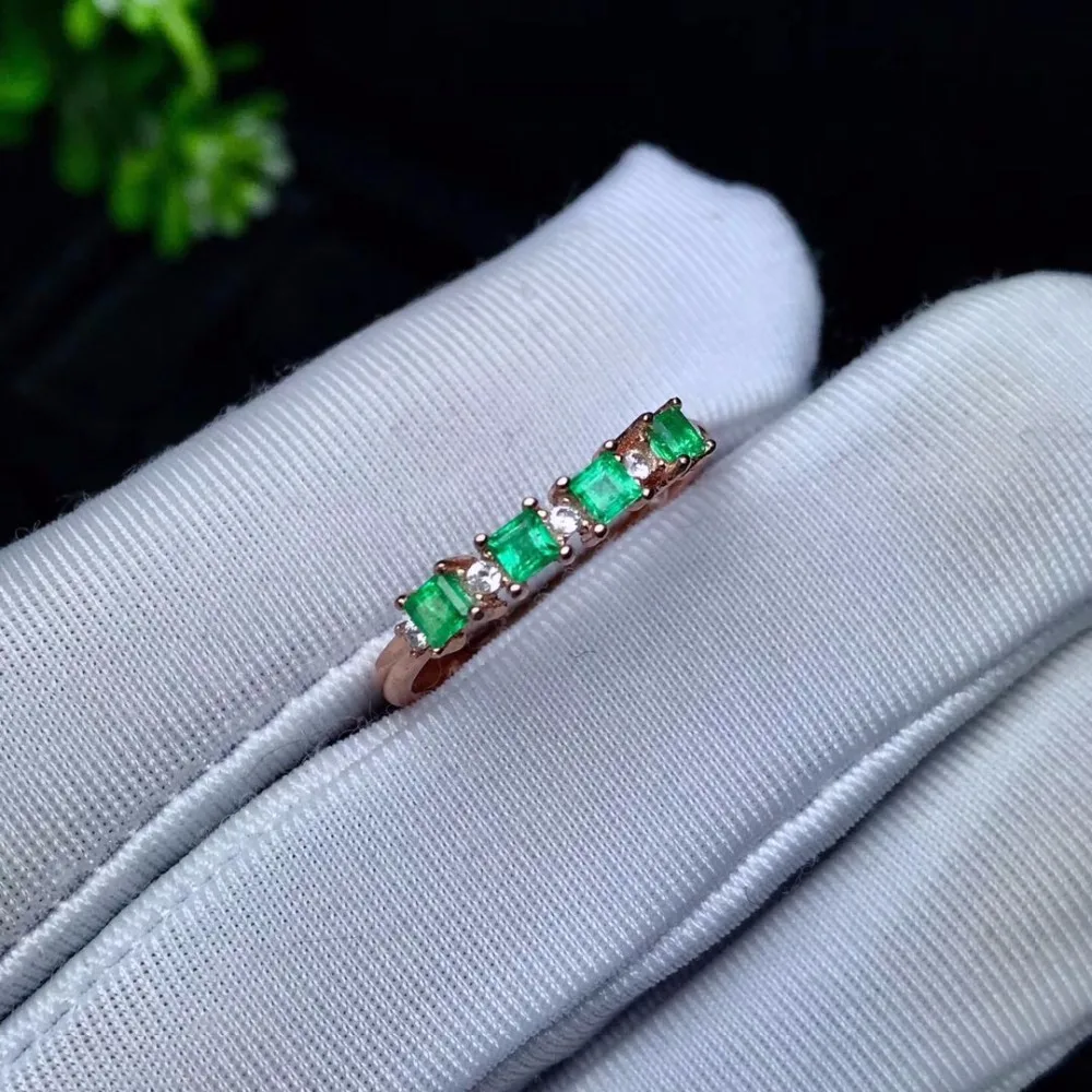 natūralus žaliasis smaragdas brangakmenio žiedas 925 sterlingas sidabro bauda papuošalai moterims ,Nekilnojamojo smaragdas Žiedas su dėžute Nuotrauka 2