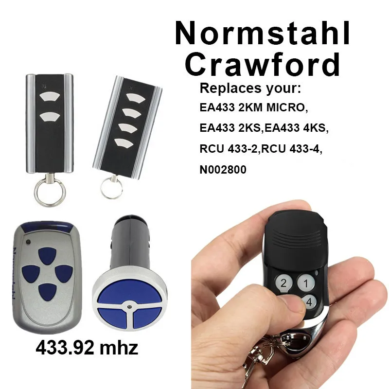 Normstahl Crawford Garažas Nuotolinio Valdymo Normstahl EA433 RCU433-2 Nuotolinio Valdymo Garažo vartai 433.92 MHz Geležinkelių Kodas Atidarytuvas Žiedai Nuotrauka 2