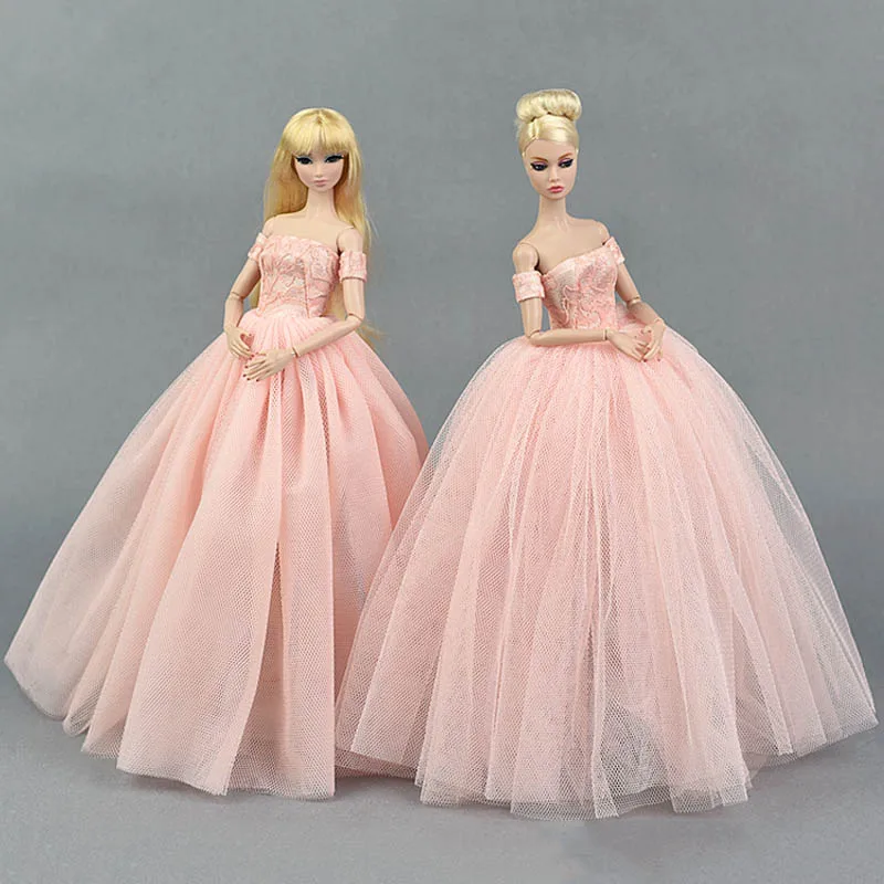 Rožinis Mados Vestuvių Suknelė Barbie Lėlė Princesė Vakare Šalies Drabužius Nešioja Ilgas Sukneles Lėlės Drabužius Barbie Lėlių namelis Nuotrauka 2