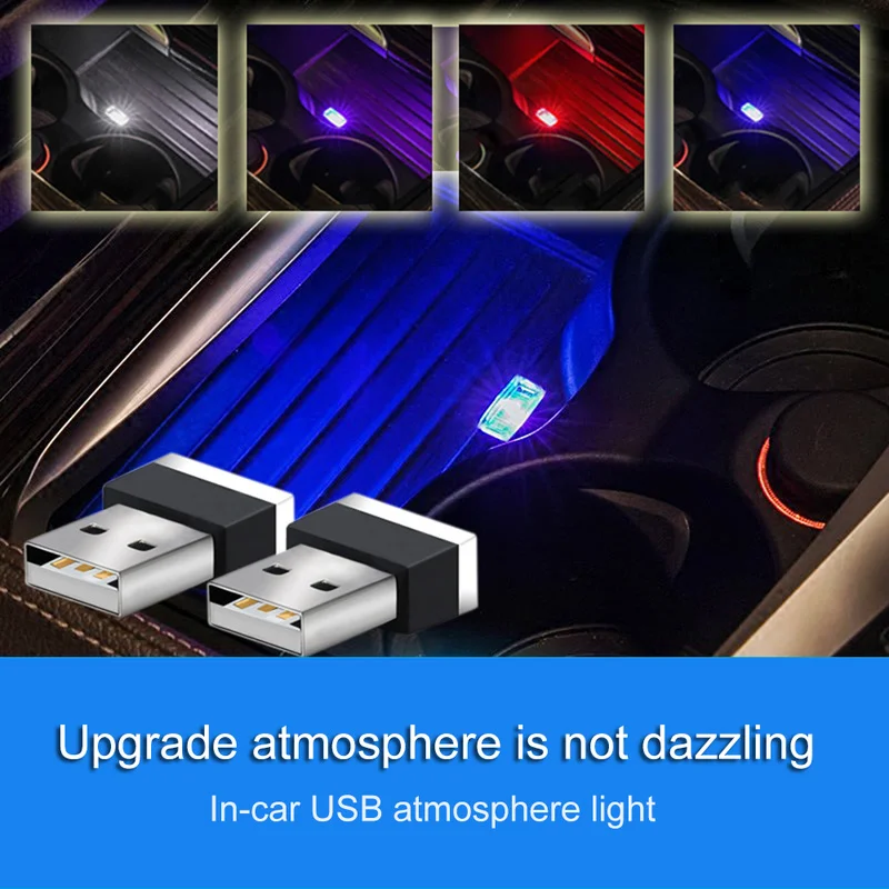 Universalus USB automobilinis priedai atmosfera šviesą 